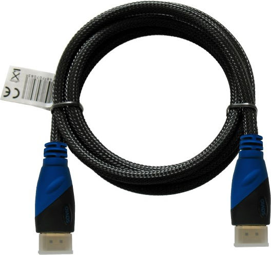 Savio HDMI 1.4 High Speed 1080p 120Hz Braided Cable HDMI male - HDMI male 3m Μαύρο