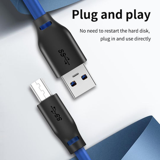 Cabletime USB 3.0 Cable USB-A male - USB-B male Μπλε 1m CT-C160-U3-AMBM-BL1