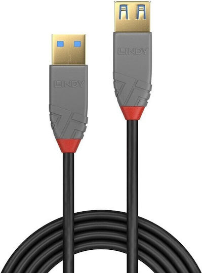 Lindy USB 3.0 Кабел USB-A женски - USB-A мъжки Черен 0.5м 36760
