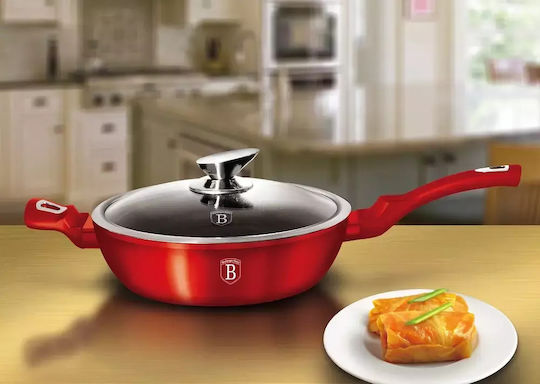 Berlinger Haus Metallic Line Pan With Lid made of Aluminum with Stone Coating Burgundy Collection 28cm
