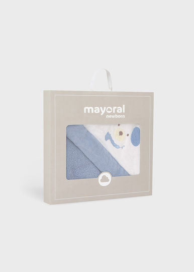 Mayoral Baby Hooded Towel with Hood Light Blue 85x85cm