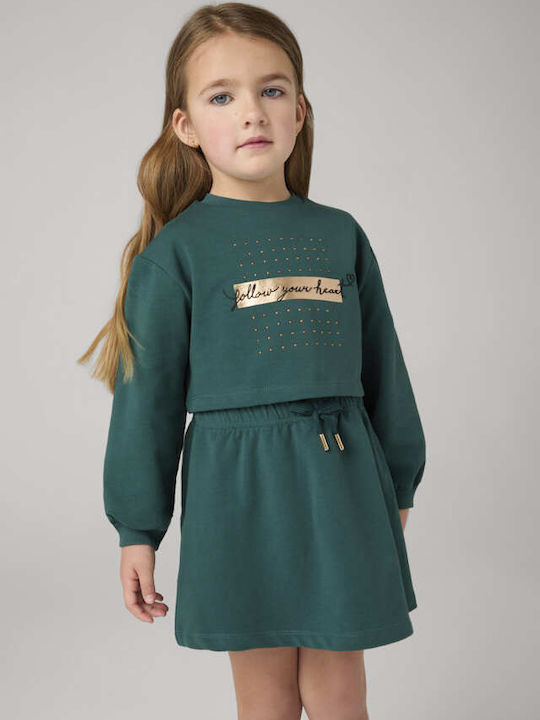 Mädchenkleid Mädchenkleider Langärmeliges Set aus 2 mit Deckel Grün