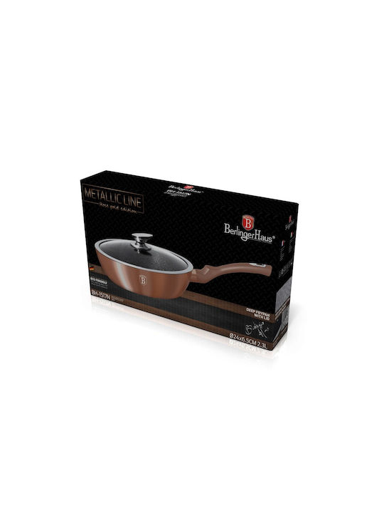 Berlinger Haus Rosegold Pfanne aus Aluminiumguss mit Deckel mit Innenbeschichtung aus Stein 24cm