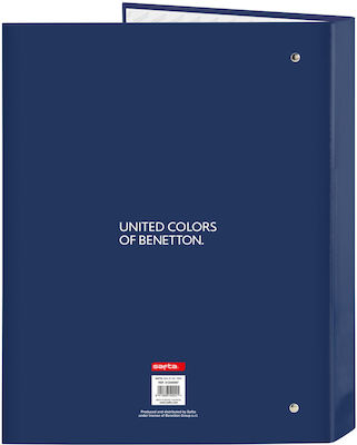 Benetton Cool Navy Blue A4 Ring Binder Folder 26.5 X 33 X 4 Cm