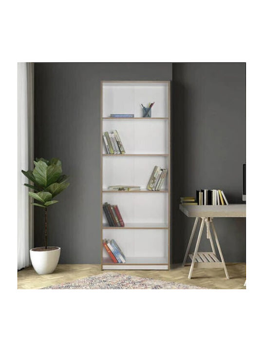 Kids Wooden Bookcase White 64x26x182cm