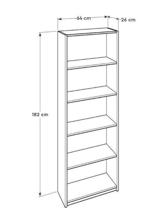 Kids Wooden Bookcase White 64x26x182cm