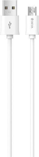 Devia Regular USB 2.0 to micro USB Cable Λευκό 2m (DVCB-312045)