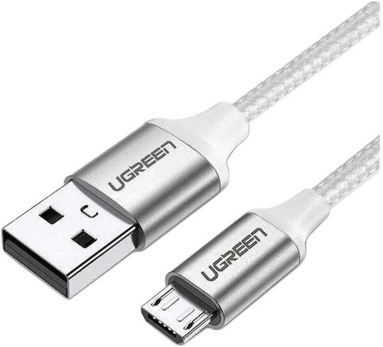 Ugreen US290 1m Regular USB 2.0 to micro USB Cable Silver (60151)