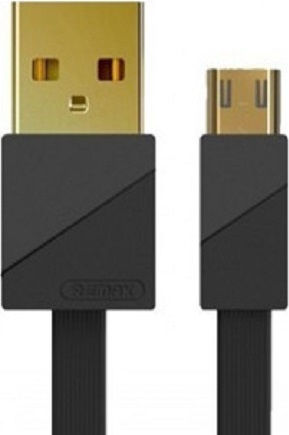 Remax Flat USB 2.0 to micro USB Cable Μαύρο 1m (Durable)