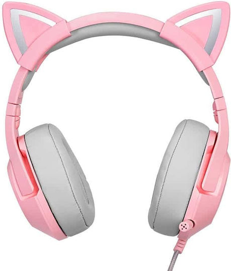 Onikuma K9 Auf dem Ohr Gaming-Headset mit Verbindung 3,5mm / USB Rosa