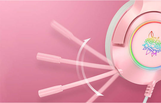 Onikuma K9 Auf dem Ohr Gaming-Headset mit Verbindung 3,5mm / USB Rosa
