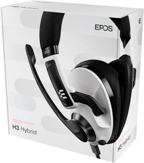 Epos H3 Hybrid Ασύρματο Over Ear Gaming Headset με σύνδεση 3.5mm / Bluetooth / USB Λευκό