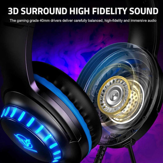 Pacrate H11G Over Ear Gaming Headset with 3.5mm / USB Connectivity Blue for Nintendo Switch / PC / PS4 / PS5 / XBOX