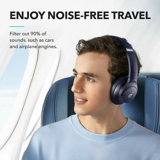 Soundcore by Anker Q20i Wireless / Wired Over Ear Headphones with 40 hours of Operation and Quick Charge Blue