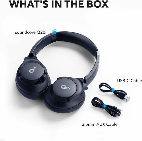 Soundcore by Anker Q20i Wireless / Wired Over Ear Headphones with 40 hours of Operation and Quick Charge Blue