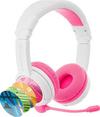 BuddyPhones StudyBuddy On Ear Căști Multimedia cu microfon și conexiune Jack de 3,5 mm în culoarea Roz