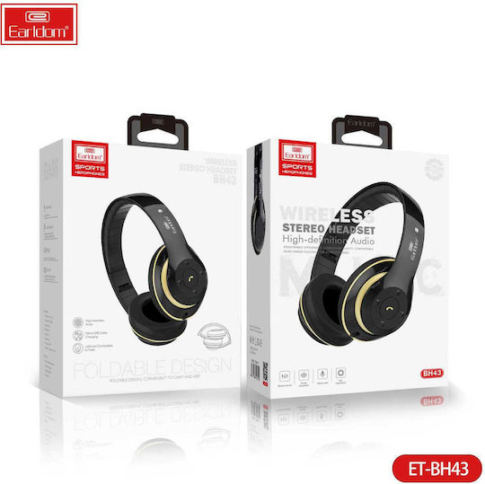 Earldom ET-BH43 Wireless / Wired On Ear Headphones with 5 hours of Operation Black