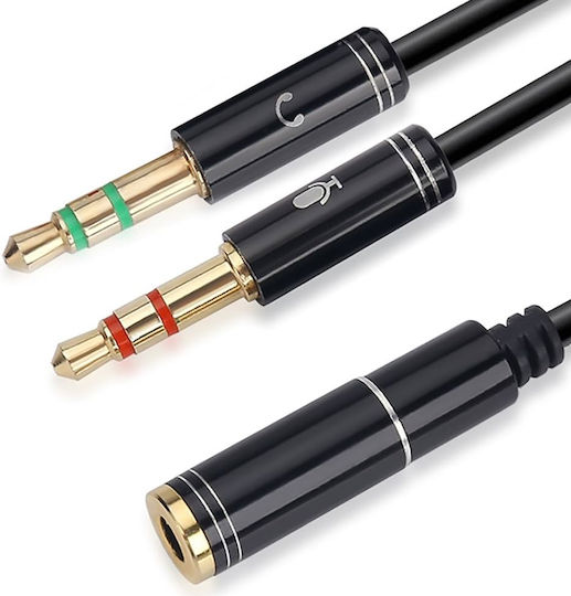 Vention 3.5mm Female to 2x 3.5mm Male Audio Cable Black 0.3m BBTBY