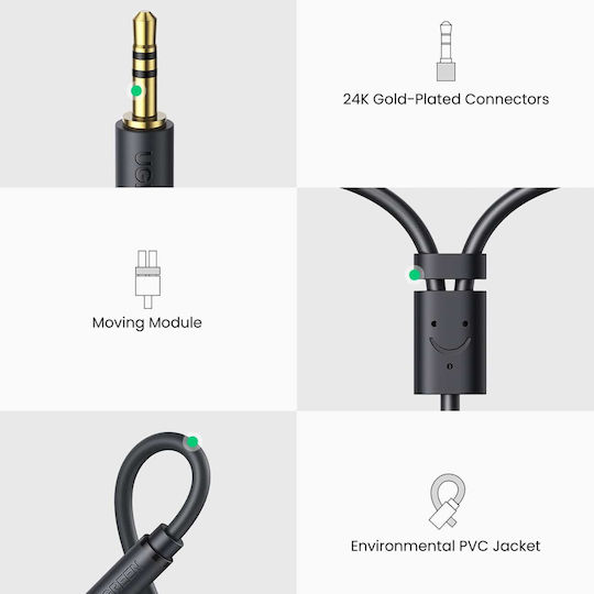 Ugreen 3.5mm Jack Cable 3.5mm Male - 2x RCA Male Gray 0.25m 10547