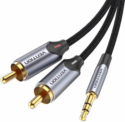 Vention Καλώδιο 3,5 mm Stecker - 2x RCA-Stecker Gray 1.5m (BCNBG)