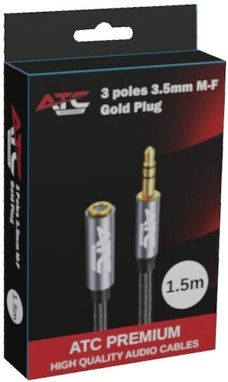 ATC 3.5mm Jack Cable 3.5mm Male - 3.5mm Female Black 1.5m With Gold Plated Terminals 02.008.0122