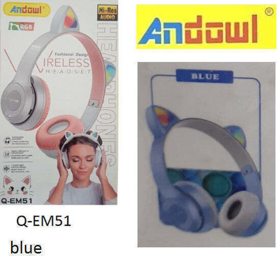 Andowl Q-EM50 Wireless / Wired On Ear Headphones with 12 hours of Operation Blue