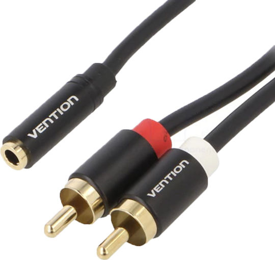 Vention Καλώδιο Ήχου 3.5mm female - 3x RCA male Μαύρο 1.5m VAB-R01-B150