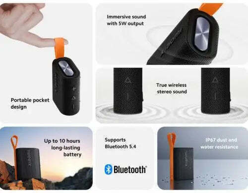 Xiaomi Pocket Waterproof Bluetooth Speaker 5W with Battery Life up to 10 hours Black