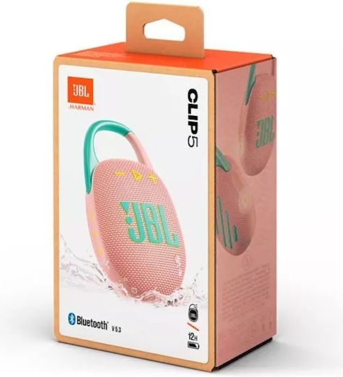 JBL Clip 5 Водоустойчиво Bluetooth високоговорител 7W с живот на батерията до 12 часа Розов