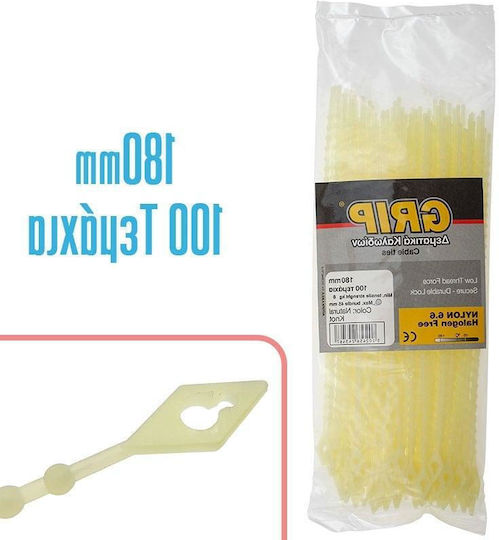 Knot & Bead Cable Ties Plastic 180mm in Transparent Color (100 pcs) (1021.102)