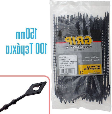 Pack of 100pcs Black Plastic Cable Ties Knot & Bead 1021.101