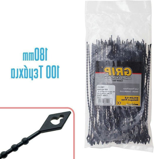 Knot & Bead Plastic Cable Ties 180mm in Transparent Colour 100pcs 1021.103