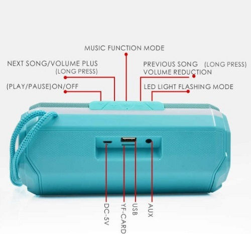 T&G TG-143 Bluetooth Speaker 5W with Radio and Battery Life up to 3 hours Turquoise
