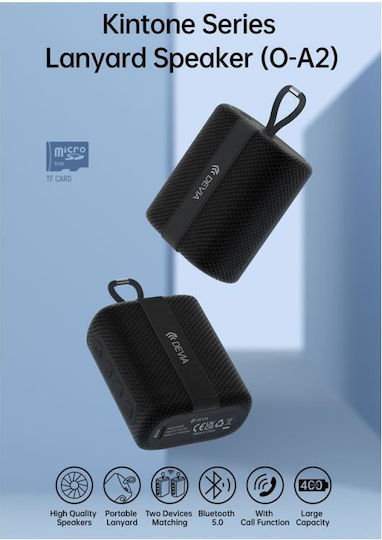 Devia O-A2 Ηχείο Bluetooth 5W με Διάρκεια Μπαταρίας έως 2 ώρες Μαύρο