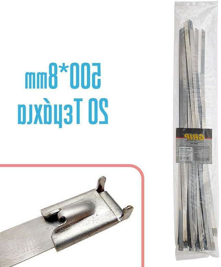 Grip Cable Ties Plastic 500mm x 8mm in Silver Colour (20 pcs) (1021.109)
