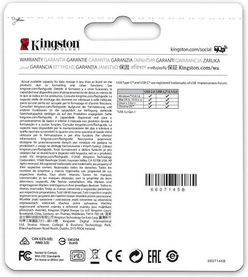 Kingston DataTraveler MicroDuo 3C 256GB USB 3.2 Stick with connection USB-A & USB-C Purple