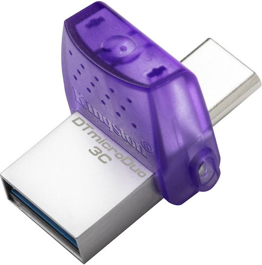 Kingston DataTraveler MicroDuo 3C 256GB USB 3.2 Stick with connection USB-A & USB-C Purple
