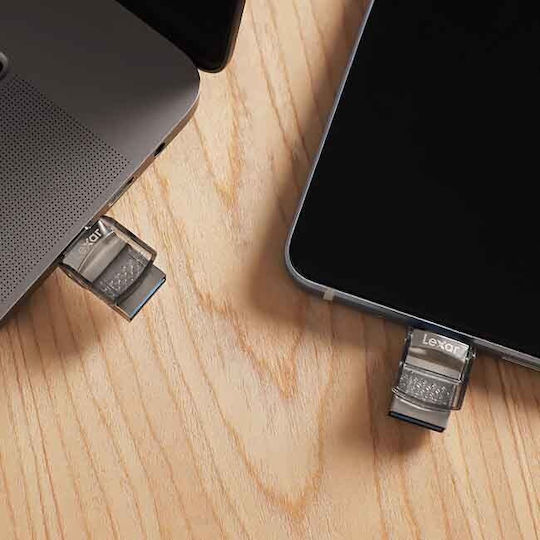 Lexar JumpDrive Dual Drive D35c 128GB USB 3.0 Stick με σύνδεση USB-A & USB-C Ασημί