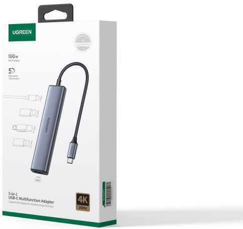 Ugreen Hub 5 Ports USB 3.0 with USB-C Connection Silver