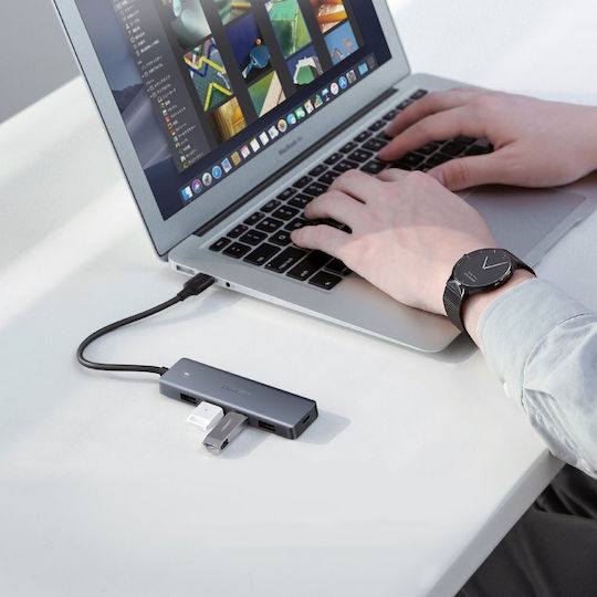 Ugreen CM219 Hub 4 Anschlüsse USB 3.0 mit USB-A Anschluss Grau