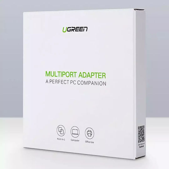Ugreen USB 2.0 Hub 3 Porturi cu conexiune USB-A / Ethernet