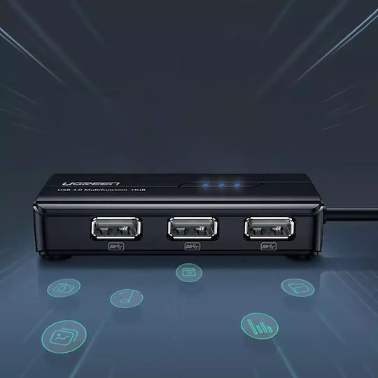 Ugreen USB 2.0 Hub 3 Porturi cu conexiune USB-A / Ethernet