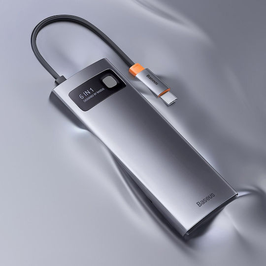 Baseus Hub 6 Θυρών USB 3.0 με σύνδεση USB-C Γκρι