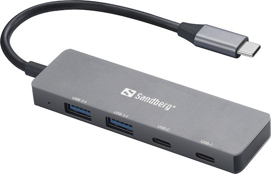Sandberg Hub 4 Θυρών USB 3.0 με σύνδεση USB-C Γκρι