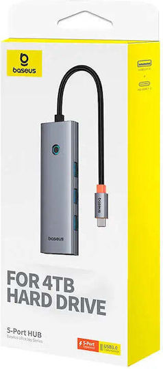 Baseus UltraJoy Hub 4 Θυρών USB 3.0 με σύνδεση USB-A Γκρι