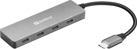 Sandberg USB Hub 4 Ports USB 3.1 with USB-C Connection Gray