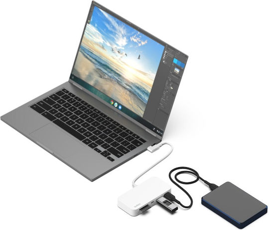 Belkin Hub USB 3 Porturi USB 3.2 cu Conectare USB-C Alb