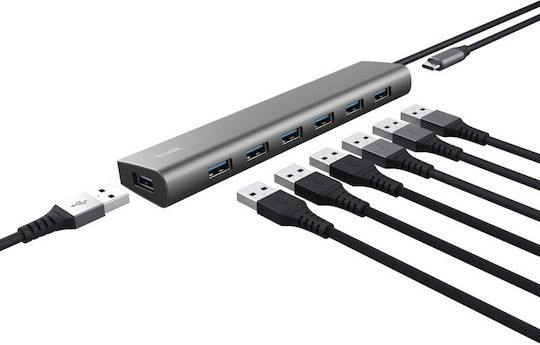 Trust Halyx USB 3.2 7 Port Hub with USB-A Connection Gray