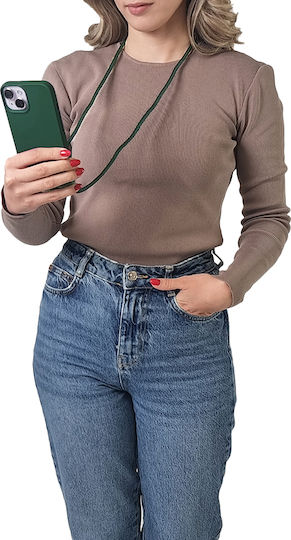 Silicone Case with Carryhang Lanyard for Xiaomi Sonique Xiaomi 13t 5g and Xiaomi 13t Pro 5g, Dark Green