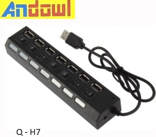 Andowl AN- Hub 7 Porturi USB 2.0 cu Conectare USB-A Alb